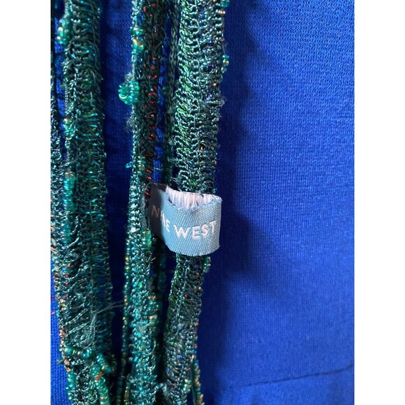 Nine West Green & Blue Beaded Fringe Tie Belt/Neck Accessory - Picture 3 of 11